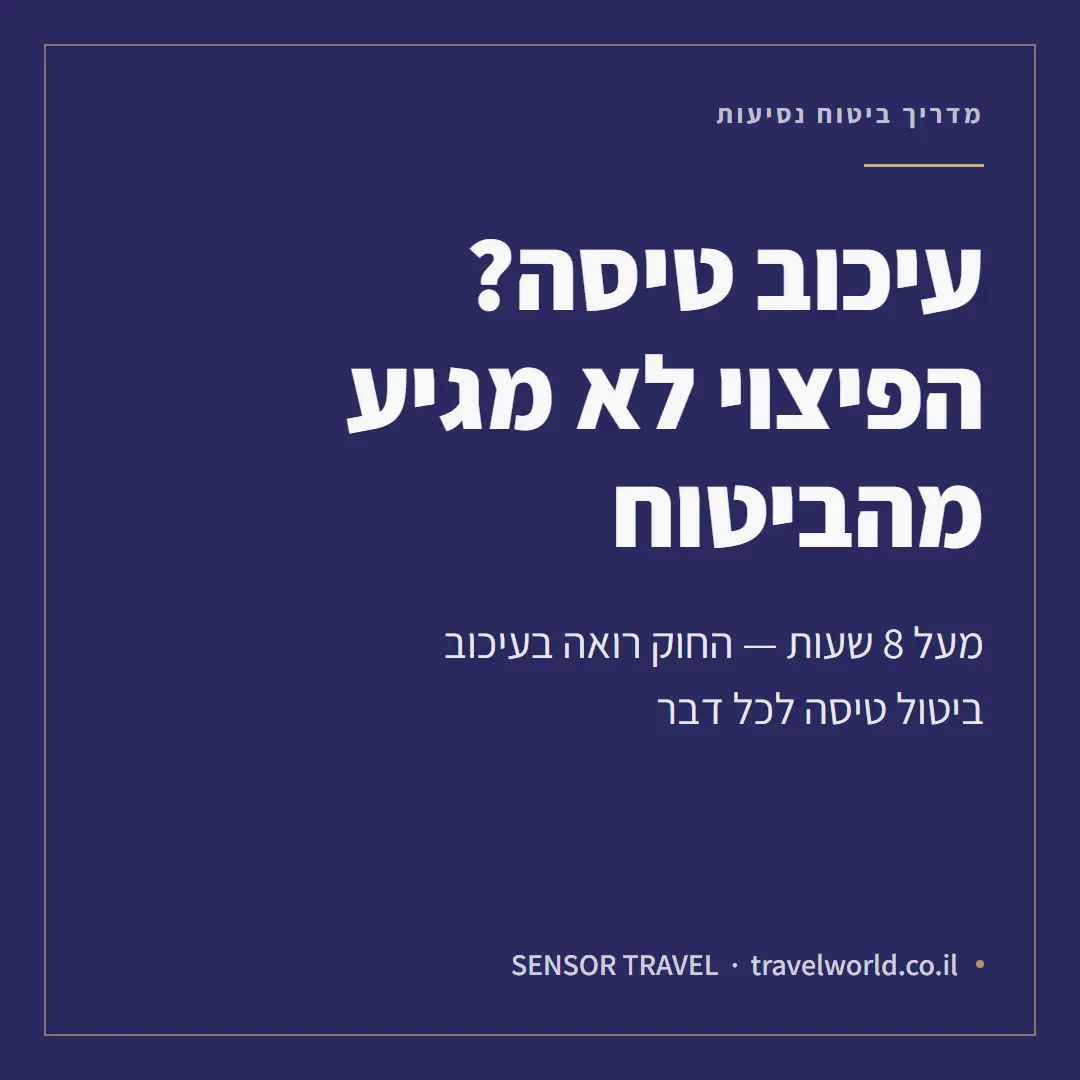איור ממותג המסביר ביטוח עיכוב טיסה - אחריות חברת התעופה מול כיסוי ביטוח הנסיעות